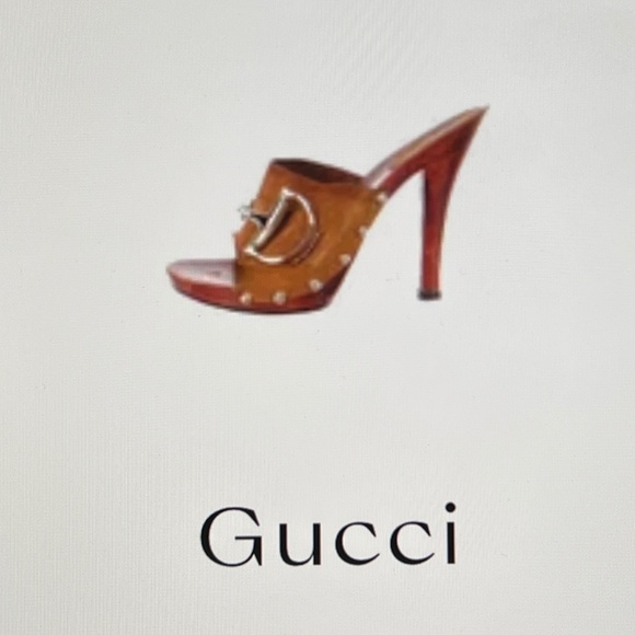 GUCCI HORSEBIT WOODEN PLATFORM SANDALS COPPER LEATHER SZ 36 6. - Picture 10 of 16